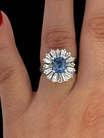 14K White Gold Sapphire & Diamond Ring