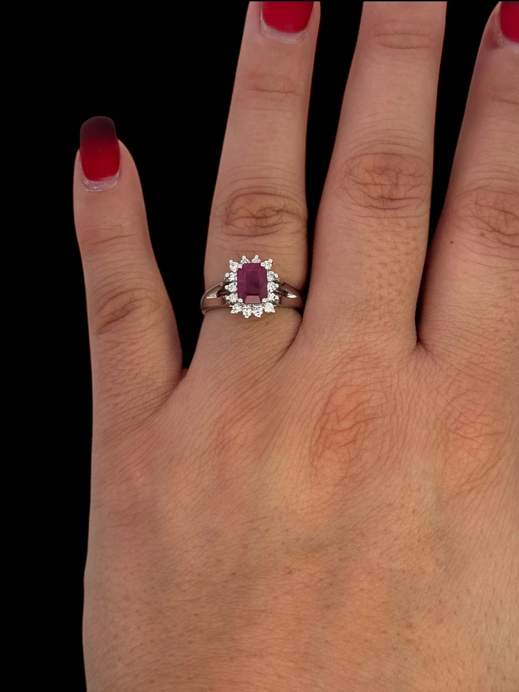 14K White Gold 0.70cttw Ruby and 0.30ttw Diamond Ring - 7
