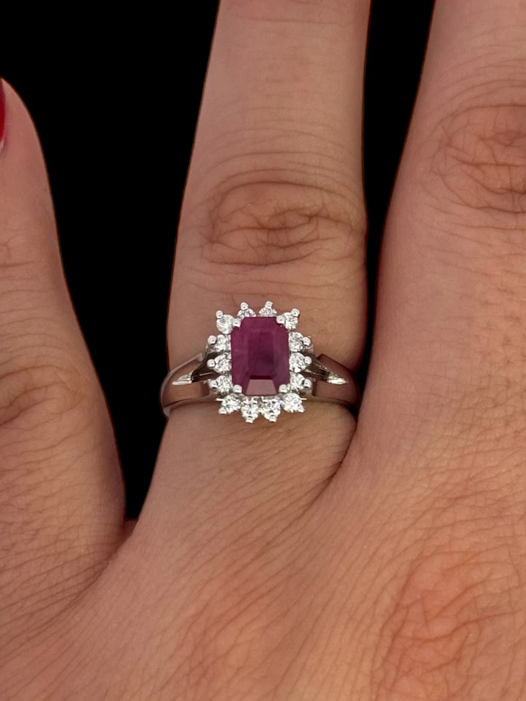 14K White Gold 0.70cttw Ruby and 0.30ttw Diamond Ring - 7