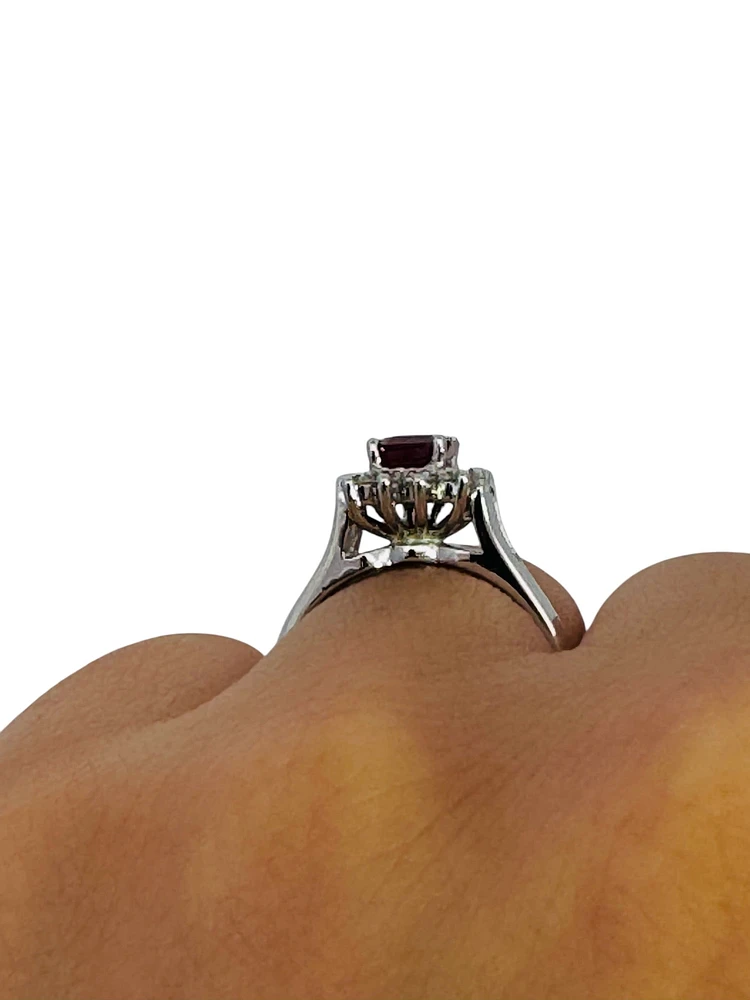 14K White Gold 0.70cttw Ruby and 0.30ttw Diamond Ring - 7