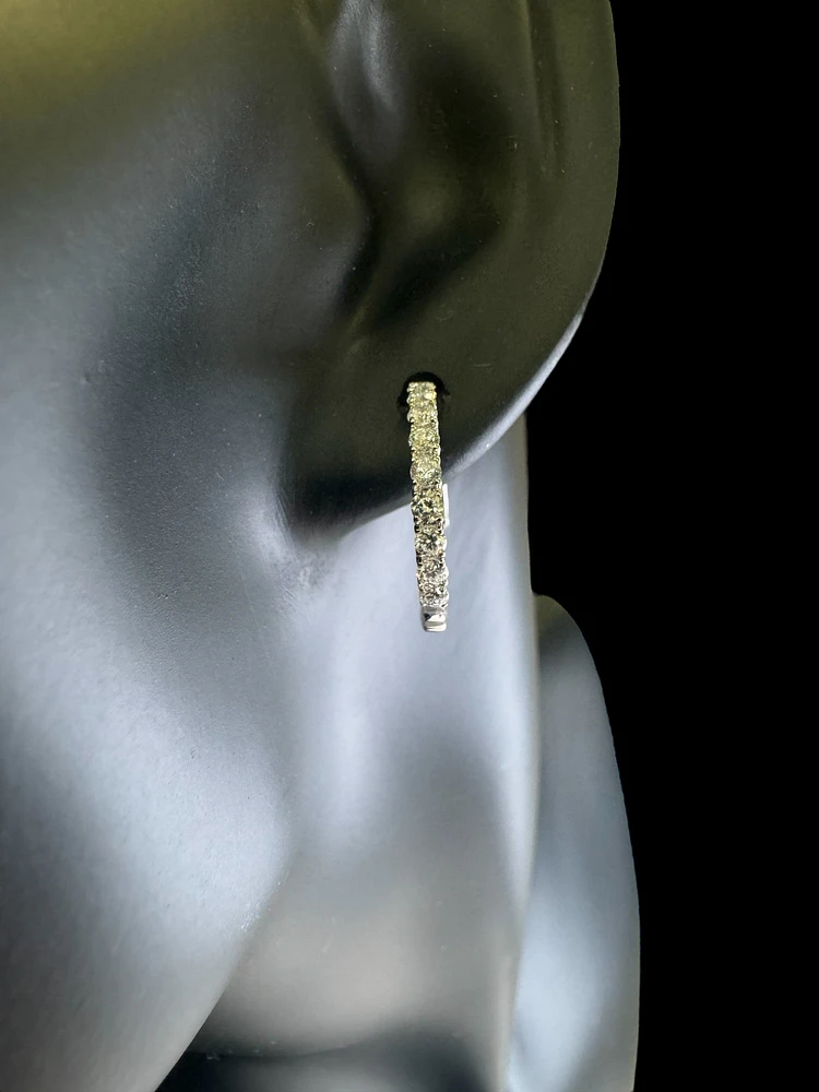 10K White Gold 0.50cttw Lab Grown Diamond Huggie / Hoop Earrings