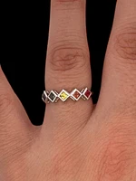 14K White Gold Rainbow Sapphire Ring - /