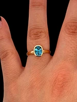 14K Yellow Gold London Blue Topaz Ring - /