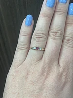 10K Yellow Gold 0.04cttw Diamond with Genuine Ruby Ring - /