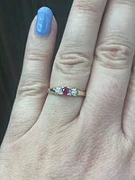 10K Yellow Gold 0.04cttw Diamond with Genuine Ruby Ring - /