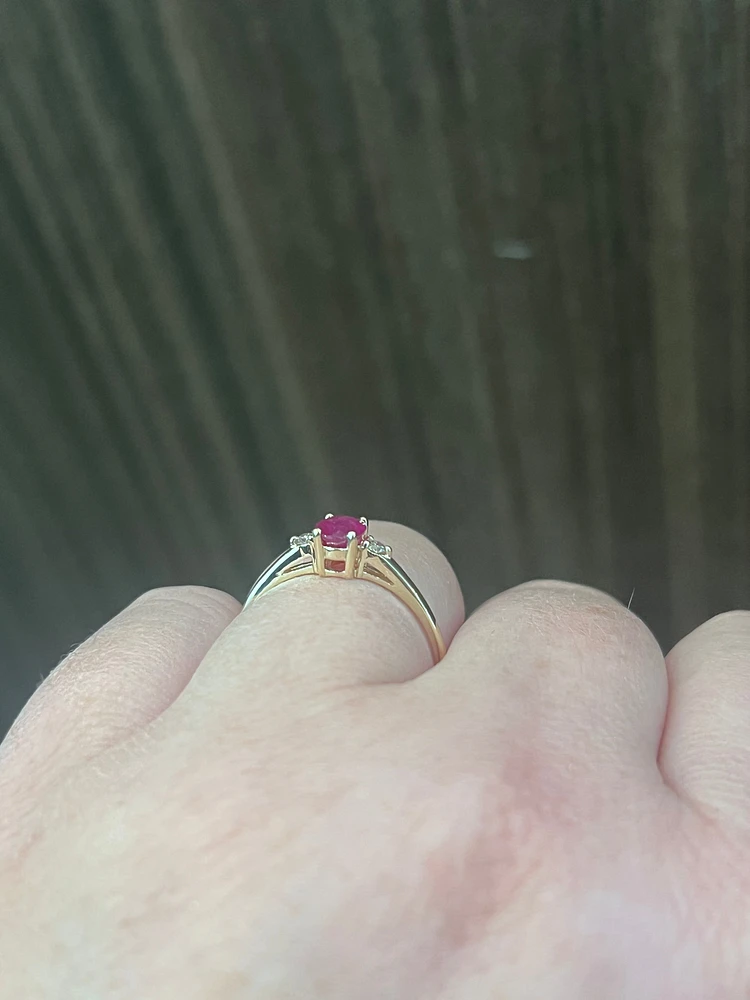 10K Yellow Gold Ruby and 0.60cttw Diamond Ring