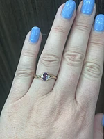 10K Yellow Gold Genuine Amethyst & Diamond Ring
