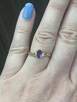 10K Yellow Gold Genuine Amethyst & Diamond Ring