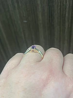 10K Yellow Gold Genuine Amethyst & Diamond Ring