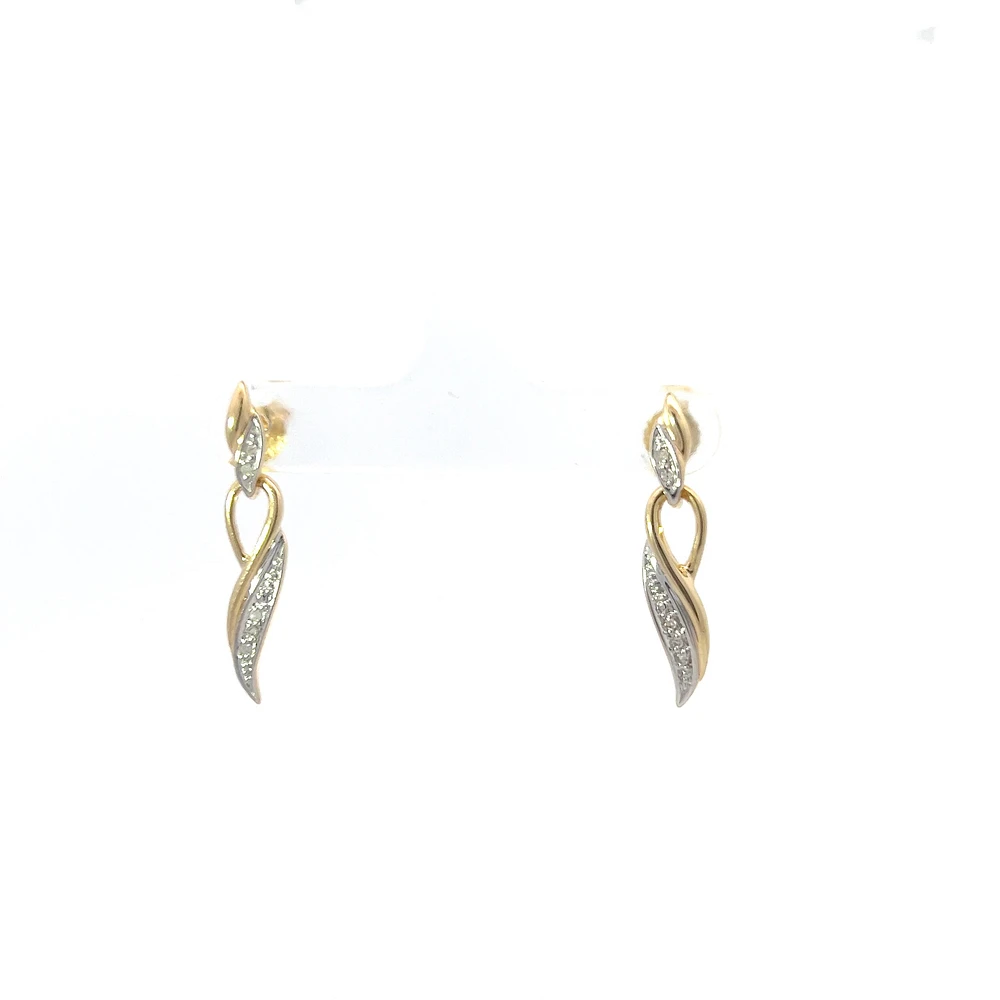 10K Yellow Gold 0.05cttw Diamond Dangle Earrings
