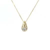 10K Yellow Gold 0.10 Diamond Solitaire Pendant - 18"