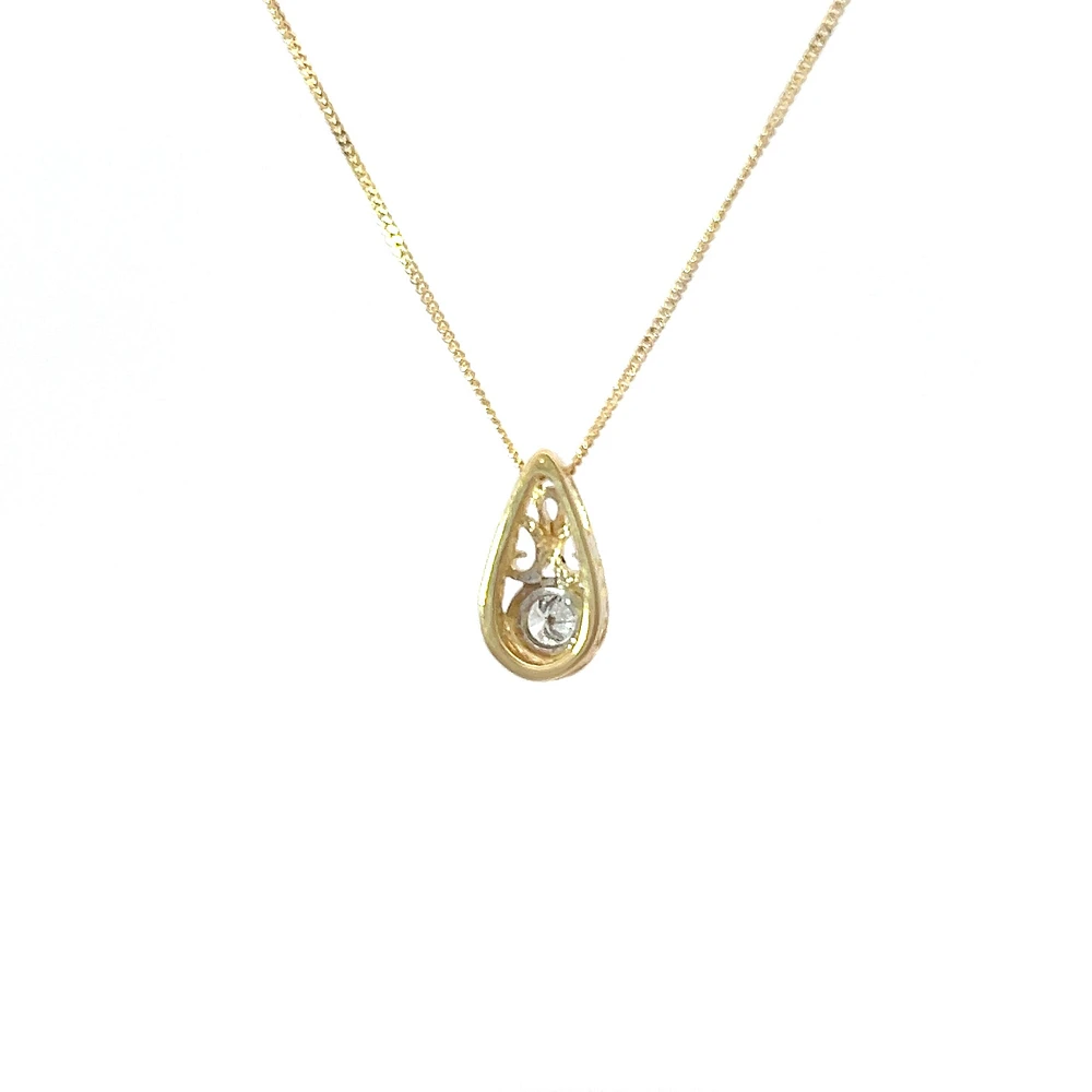 10K Yellow Gold 0.10 Diamond Solitaire Pendant - 18"