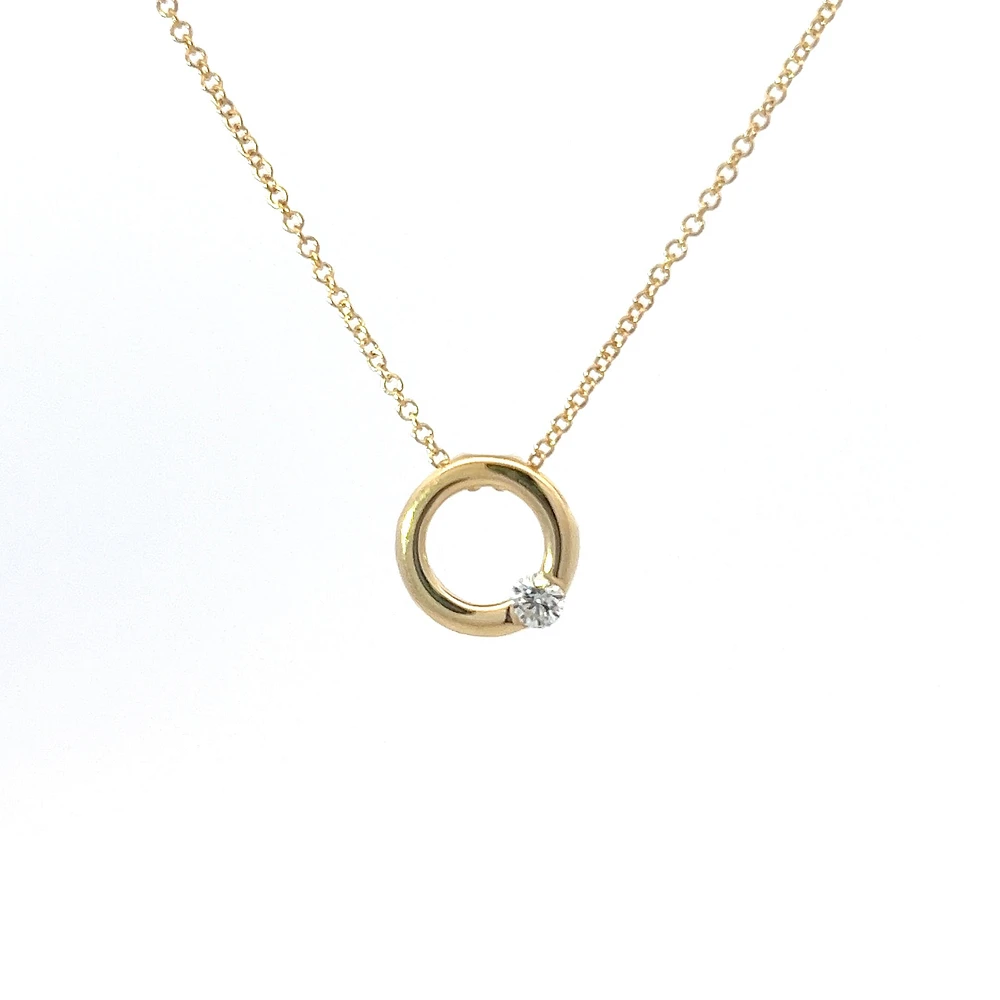 10K Yellow Gold 0.097 Canadian Diamond Infinity Pendant - 18"