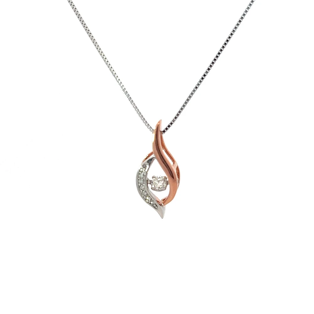 10K White & Rose Gold 0.10cttw Canadian Diamond Necklace - 18"