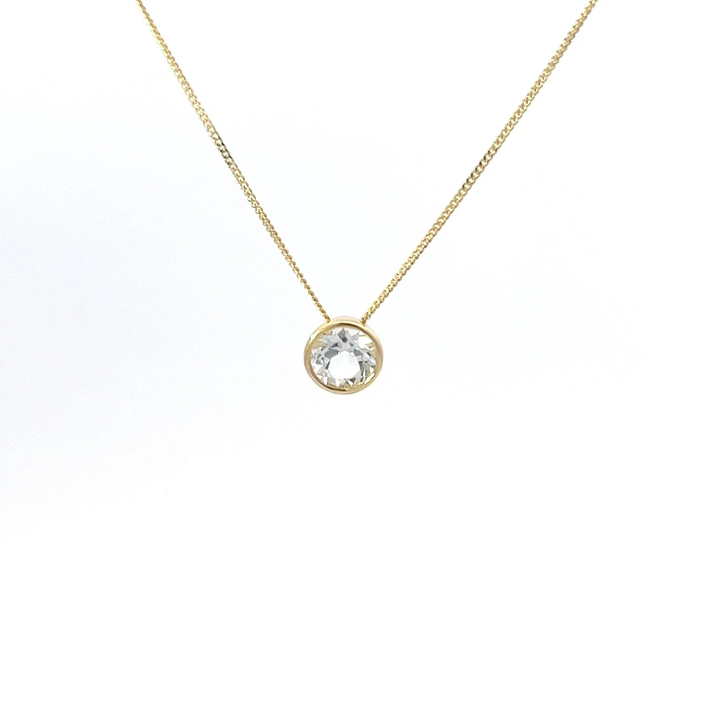 10K Yellow Gold 5mm Genuine Topaz Pendant