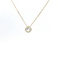 10K Yellow Gold 5mm Genuine Topaz Pendant