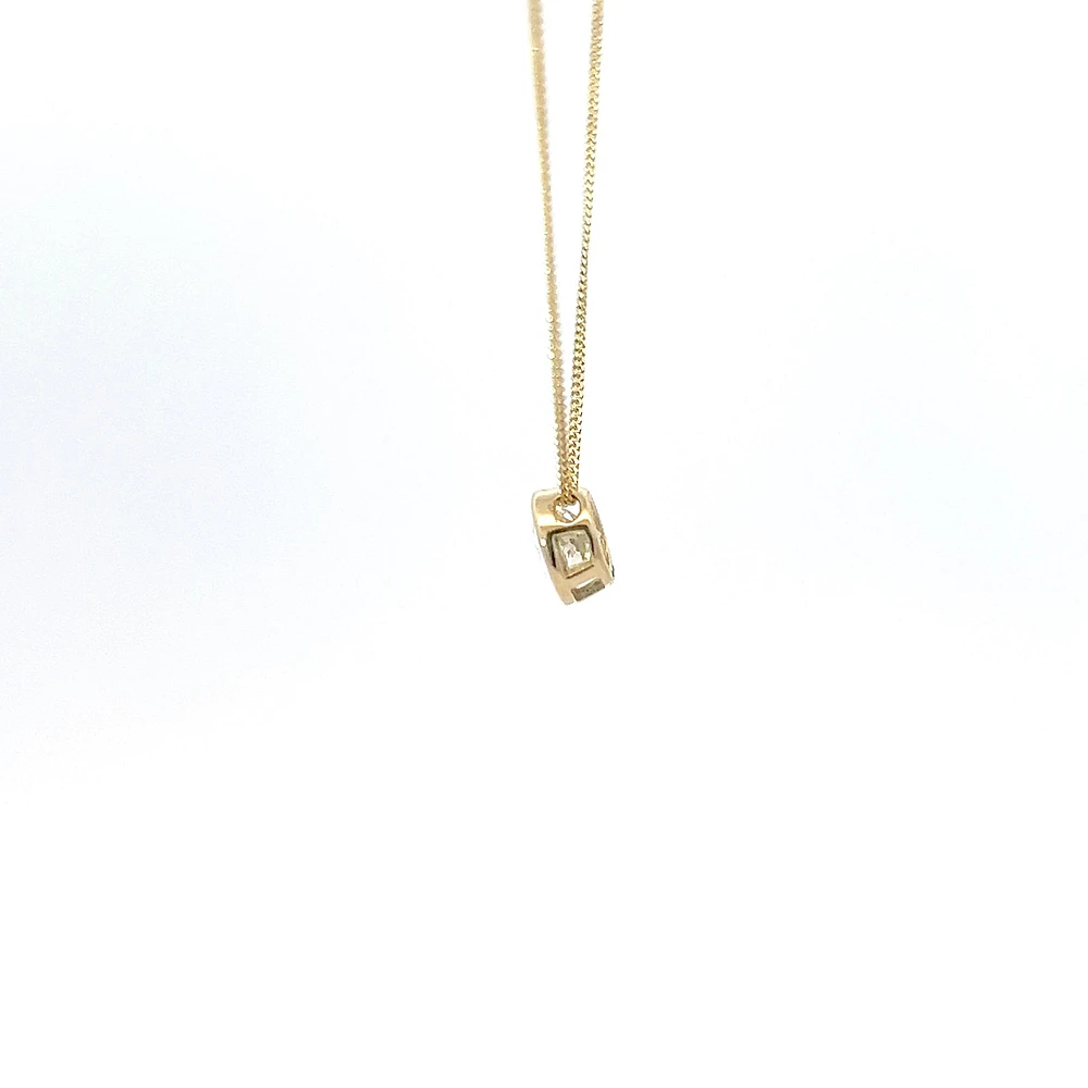 10K Yellow Gold 5mm Genuine Topaz Pendant