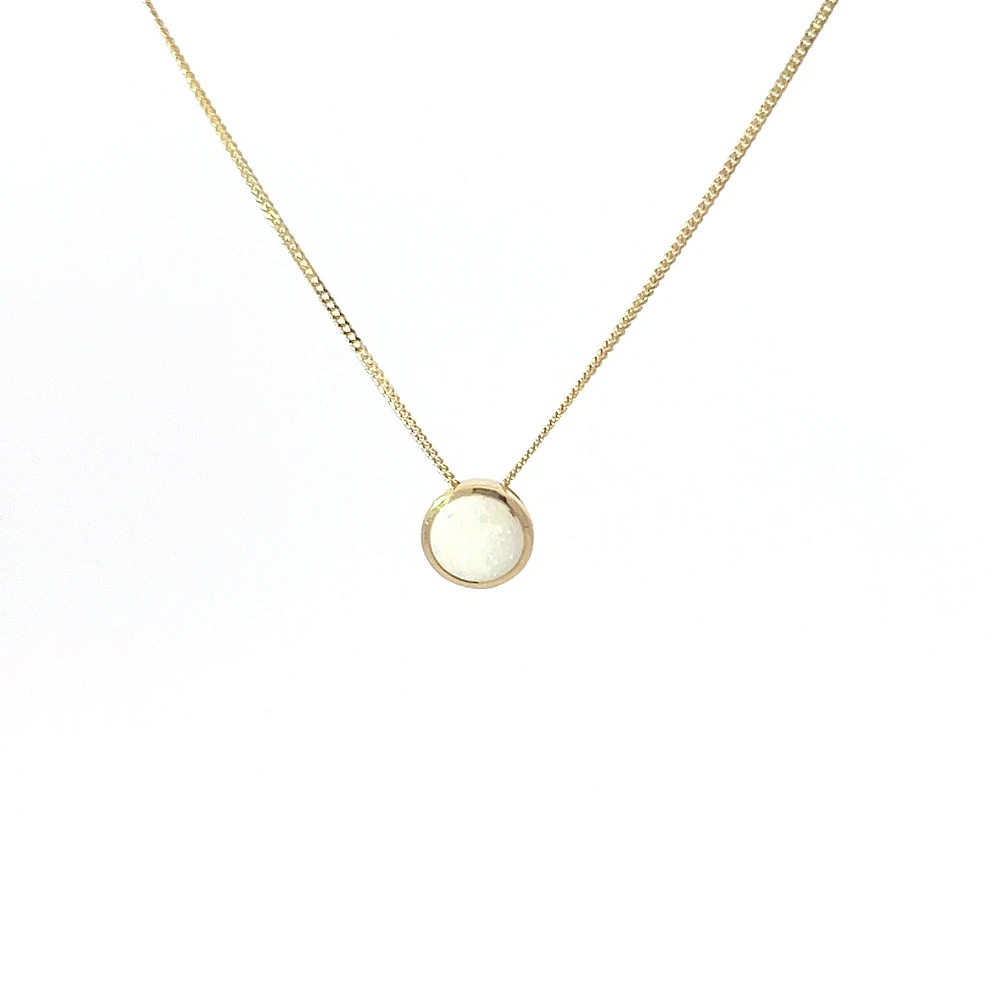 10K Yellow Gold 5mm Genuine Opal Pendant, 18"
