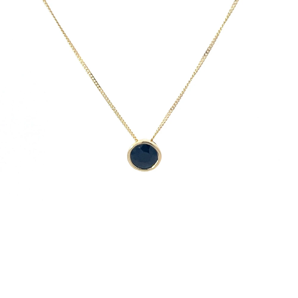 10K Yellow Gold 5mm Genuine Sapphire Pendant, 18"