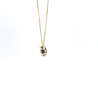 10K Yellow Gold 5mm Genuine Sapphire Pendant, 18"