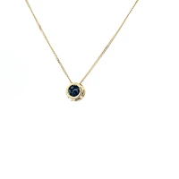 10K Yellow Gold 5mm Genuine Sapphire Pendant, 18"