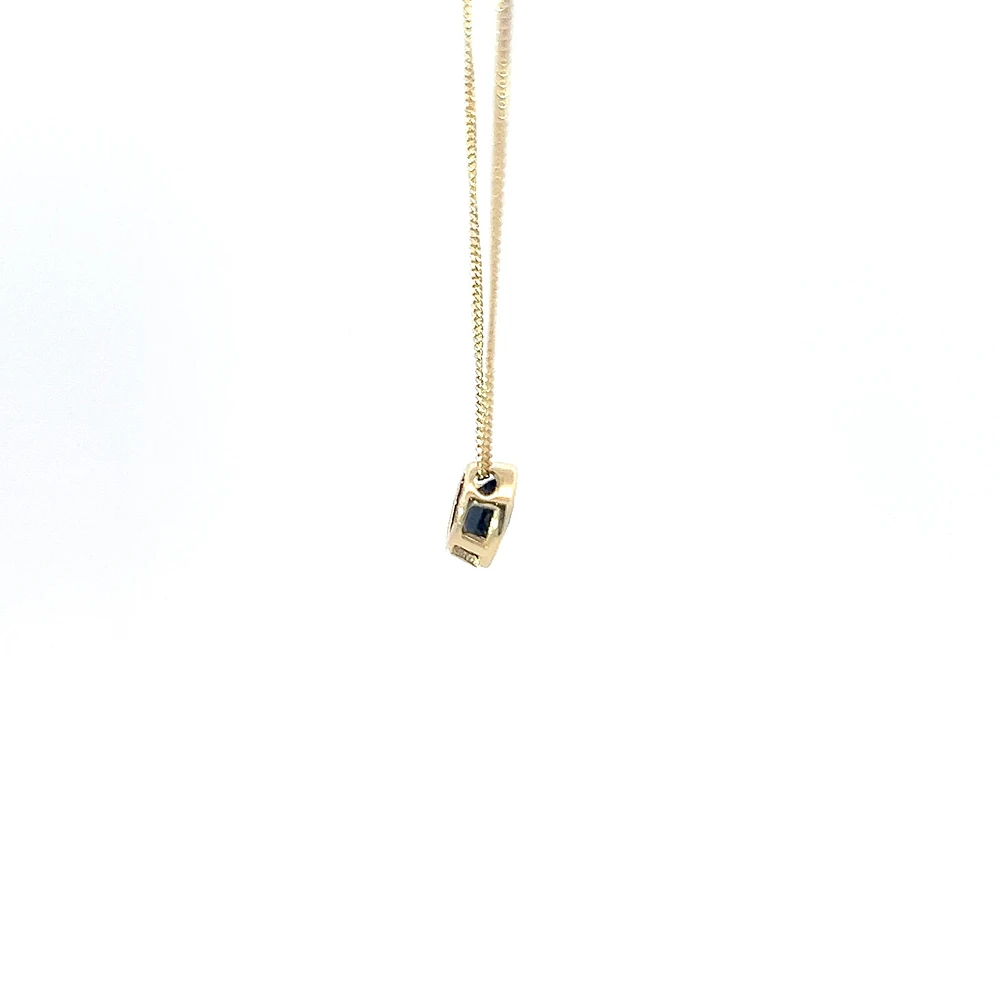 10K Yellow Gold 5mm Genuine Sapphire Pendant, 18"
