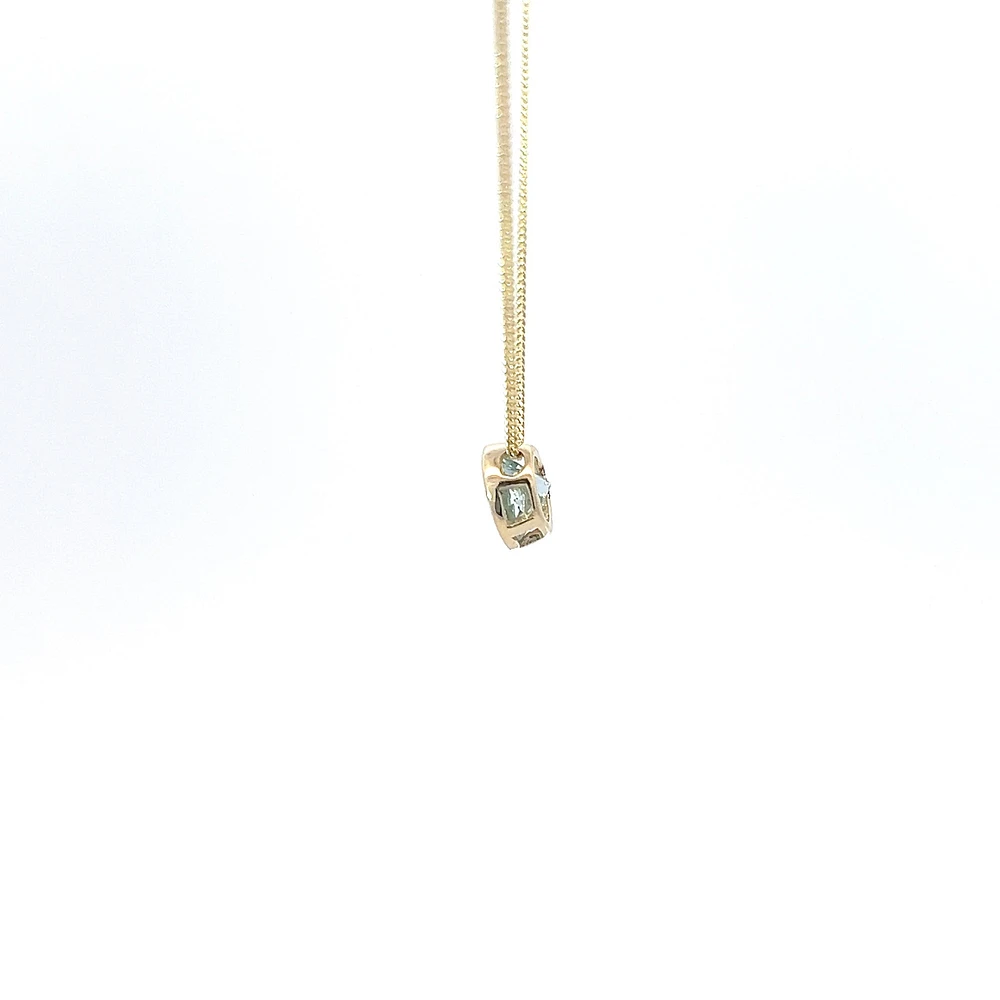 10K Yellow Gold 5mm Genuine Aquamarine Pendant, 18"