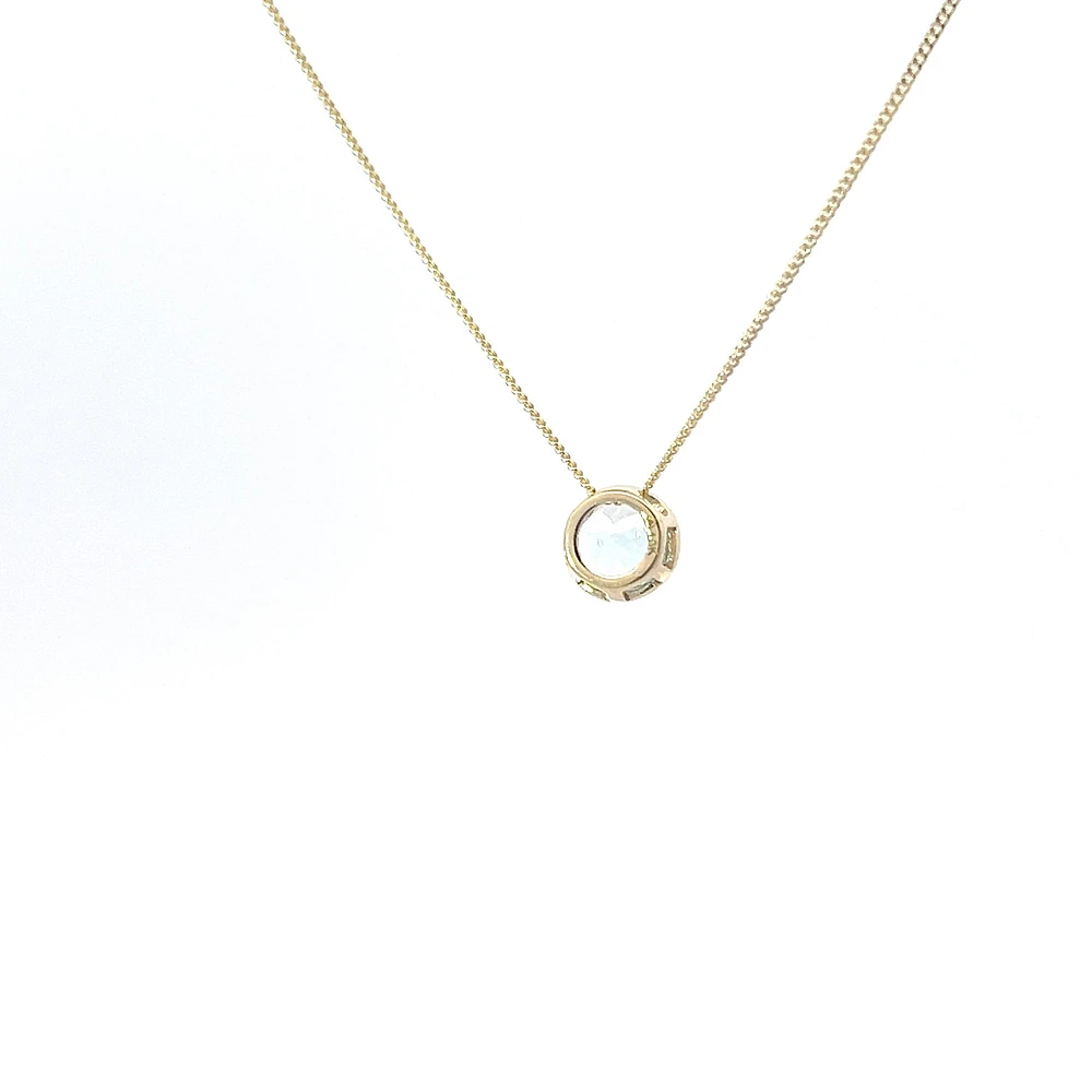 10K Yellow Gold 5mm Genuine Aquamarine Pendant, 18"