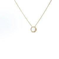 10K Yellow Gold 5mm Genuine Aquamarine Pendant, 18"
