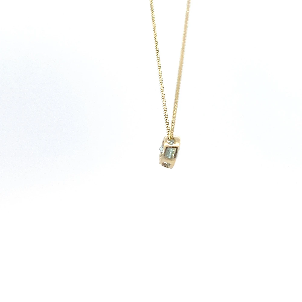 10K Yellow Gold 5mm Genuine Aquamarine Pendant, 18"