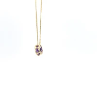 10K Yellow Gold 5mm Genuine Amethyst Pendant, 18"