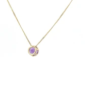 10K Yellow Gold 5mm Genuine Amethyst Pendant, 18"