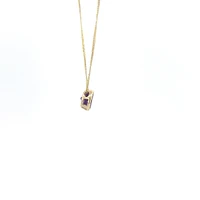 10K Yellow Gold 5mm Genuine Amethyst Pendant, 18"