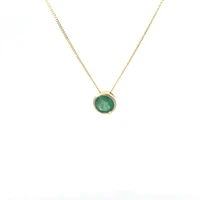 10K Yellow Gold 5mm Genuine Emerald Pendant, 18"
