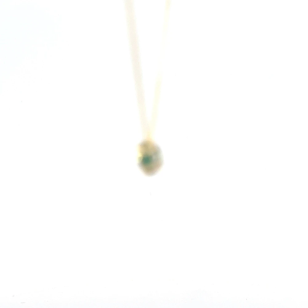 10K Yellow Gold 5mm Genuine Emerald Pendant, 18"