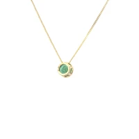 10K Yellow Gold 5mm Genuine Emerald Pendant, 18"