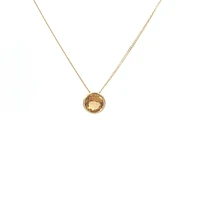 10K Yellow Gold 5mm Genuine Citrine Pendant, 18"