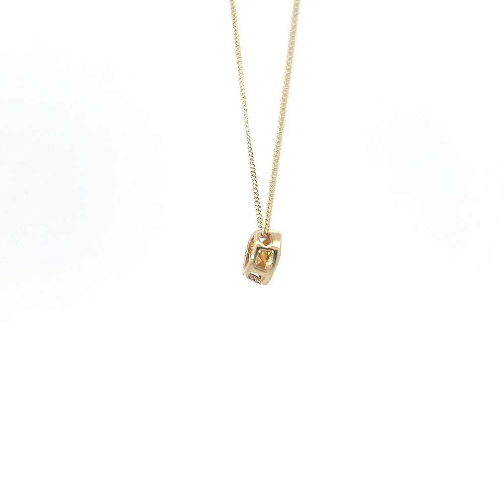 10K Yellow Gold 5mm Genuine Citrine Pendant, 18"