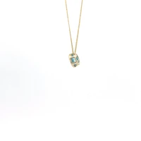 10K Yellow Gold 5mm Genuine Blue Topaz Pendant, 18"