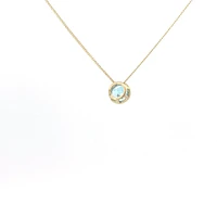 10K Yellow Gold 5mm Genuine Blue Topaz Pendant, 18"