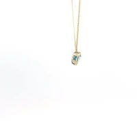 10K Yellow Gold 5mm Genuine Blue Topaz Pendant, 18"