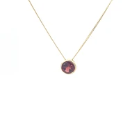 10K Yellow Gold 5mm Genuine Garnet Pendant, 18"