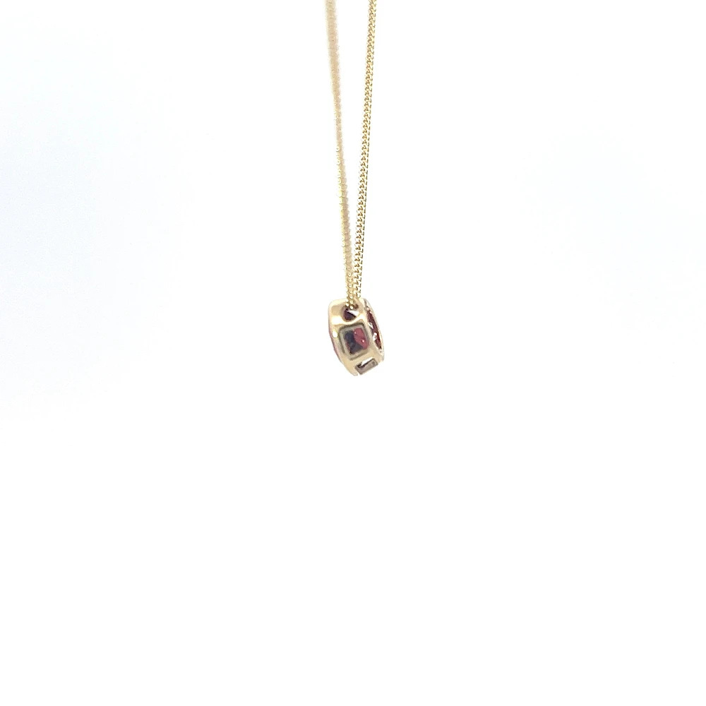 10K Yellow Gold 5mm Genuine Garnet Pendant, 18"