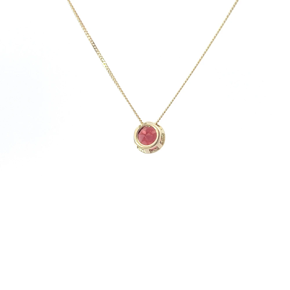10K Yellow Gold 5mm Genuine Garnet Pendant, 18"