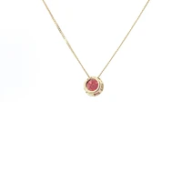 10K Yellow Gold 5mm Genuine Garnet Pendant, 18"