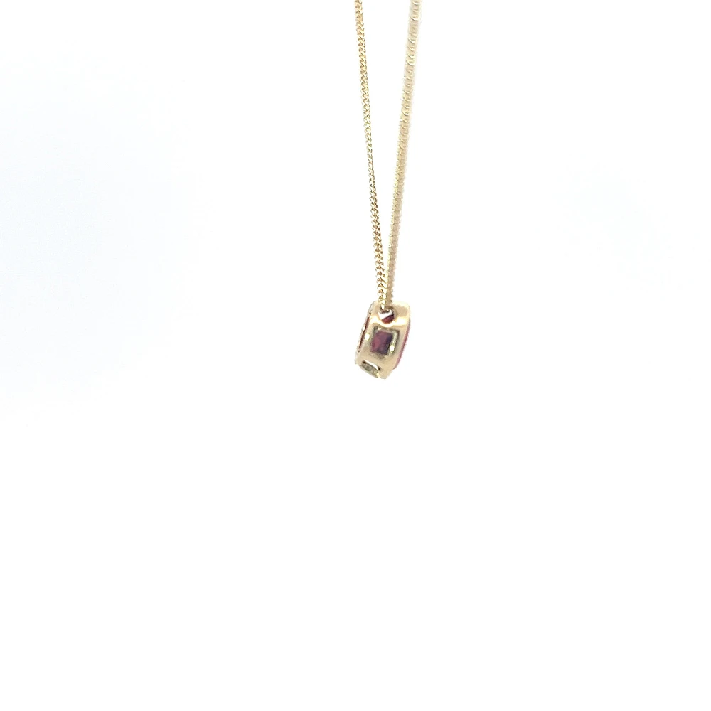 10K Yellow Gold 5mm Genuine Garnet Pendant, 18"