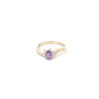 10K Yellow Gold Genuine Amethyst & Diamond Ring