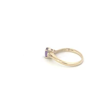 10K Yellow Gold Genuine Amethyst & Diamond Ring