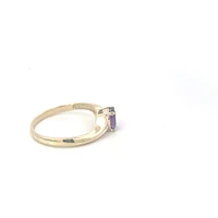 10K Yellow Gold Genuine Amethyst & Diamond Ring