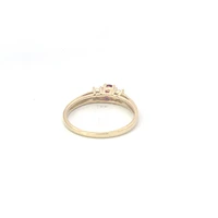 10K Yellow Gold 0.04cttw Diamond with Genuine Ruby Ring - /